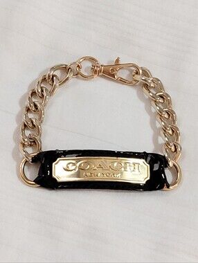 Coach Gold Brown Leather Bracelet